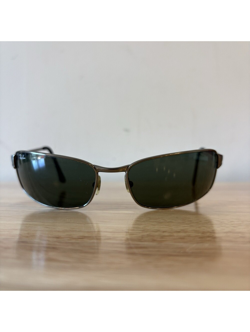 RAY-BAN RB3269 63[]18 004/58 3P POLARIZED GUN-METAL RECTANGULAR WRAPS SUNGLASSES